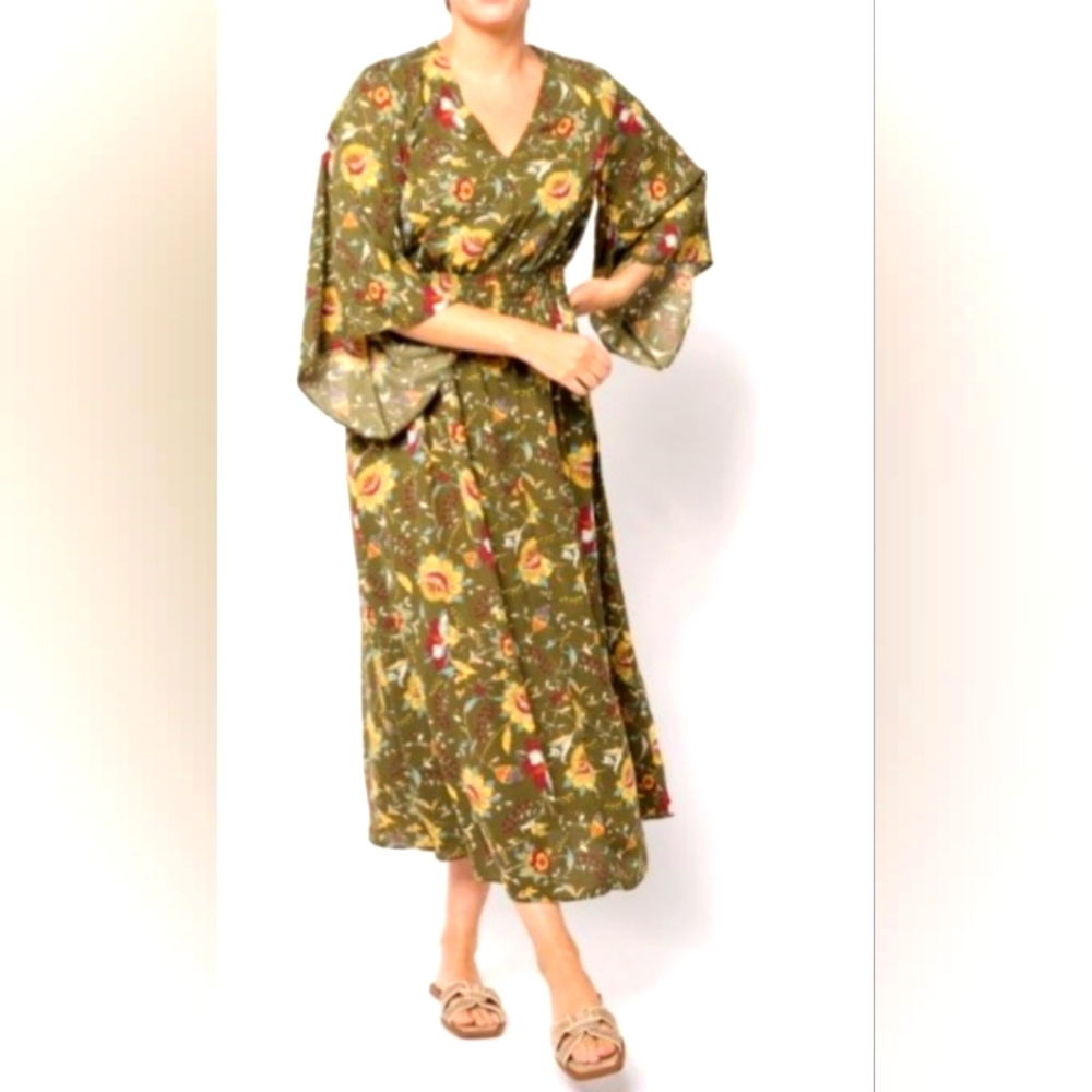 Belle Boho by Kim Gravel Smocked Waist RusticTapestry Caftan Dress PM